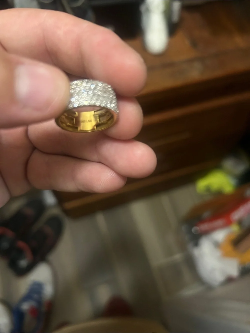 Gold over 925 Lab-Grown Diamond ring band size 7 and natural diamond earrings